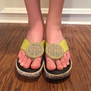 Donald J Pliner Selena Wedge Sandals Beaded